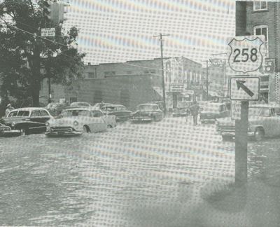 Downtown Rich Square, NC during Hurricane Dianne in 1956
