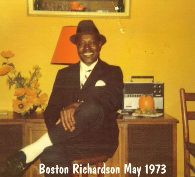 Boston Richardson
Taken May 1973
Husband of Cora Willia (Co-willie) Harvey Richardson, Son-in-law of Herman S. Harvey.  
Keywords: Boston Richardson