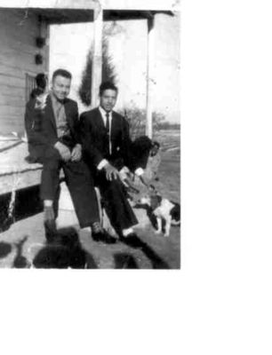 Calvin (Joe Red) Harvey & Herbert (Dusty, Frosty, Dilly Bop) Harvey
Taken 1960 in Ashetown at the Ronald Brown House
Joe Red and Herbert are the sons of Herman S. Harvey
Keywords: Calvin Herbert