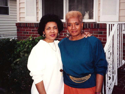 Jovanda Boyce Cooper & Lois Harvey Jones
Taken in 1980 in Rich Square, NC
Jovanda is the daughter of McKevus Boyce and the granddaughter of Annie Harvey 
Lois is the daughter of Wm. Henry Harvey and the granddaughter of Annie Harvey
Keywords: Jovanda Cooper Lois Jones