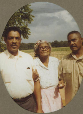 Wm. Daniel Harvey Jr. (June Bug), Mida Manley Jacobs Harvey and Herman Leroy Harvey (Gabby)
Taken in late 1970's
Wife and sons of Wm. Daniel Harvey Sr. 
Keywords: William Daniel Harvey Jr. Mida ManleyJacobs Harvey Herman Leroy Harvey