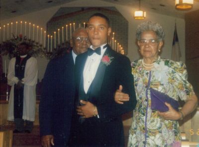 Robert Earl Sexton Sr, - Ernest B. Washington Sexton and Mabel O. Harvey Sexton
Taken 5-25 1996 at Corey Sexton & Paulette Mc Coy's Wedding at Aulander First Baptist Church, Aulander, NC.
Robert Earl Sr. is the Husband of Mabel O. (Mabe) Harvey Sexton and the Son-in-law of Wm. Daniel Harvey Sr.
Ernest (BW) is the Son of Ernest B. Sexton, the Grandson of Mabel O. (Mabe) Harvey Sexton and the Great Grandson of Wm. Daniel Harvey Sr.
Mabel O. (Maybe) is the Daughter of Wm. Daniel Harvey Sr.
