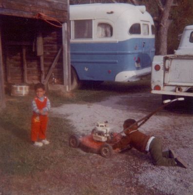 Taken November 1972 in Rich Square, NC
Tyrone is the Son of William (Joe, Wee Dee) Ward, the Grandson of Hattie Mae Baugham Ward and the Great Grandson of Mariah F. Harvey Baugham. 
Kevin is the Son of Clovrine Ward Cherry, the Grandson of Hattie Mae Baugham Ward and the Great Grandson of Mariah F. Harvey Baugham. 
