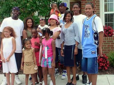 2003 - Great Great Grandchildren of Mariah F. (Ra) Harvey Baugham
Taken in 2003 at the Baugham Family Reunion in Rocky Mount, NC.
From Front to Back, Left to Right & Great Grandmother:
Brianna Ward (Evelyn), Catera Sheppard (Beulah), Katera Anderson (Beulah), Kari Bennerman (Beulah), Tiffanay Ward (Hattie Mae), Shamiya Bryant (Beulah), Lekea Boney (Beulah), Camaro Sheppard (Beulah), Queshia Anderson (Beulah), Darreyl Anderson Beulah), Davis Rhodes (Beulah), Lateef Jones (Beulah)and Seville Sanford (Beulah) 
