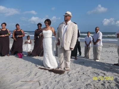 Tyrone Lee Ward, Sr., and Vondra Renee Underdue
Taken on the beach at Knots Landing, Ocean Isle Beach, NC, on August 12, 2012.  Tyrone is the son of William Ward, grandson of Hattie Mae Baugham Ward and great grandson of Mariah Harvey Baugham.
