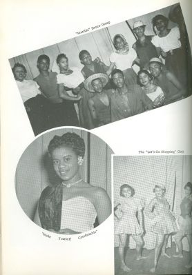 1956 W.S. Creecy Yearbook
"Matilda" Dance Group - Edla Elizabeth Harvey (3rd on bottom row)
The "Lets Go Shoppinig" Girls - 1st Cleopatra Hope, 3rd Edla Elizabeth Harvey
Edla is the Daughter of Lloyd Russell Harvey
Cleo is the future wife of Randolph McCoy Harvey and the future Daughter-in-law of Lloyd Russell Harvey
